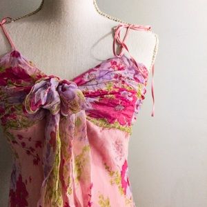 NWT Halé Bob Pink Floral Chiffon Silk Dress S